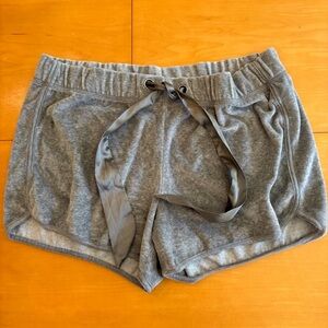 Green Tea M Grey Velour Ribbon Tie Elastic Waist Pull On Shorts